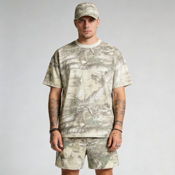 Men's Real Tree Camo Tracksuit | 100% Cotton | Daily Casual Streetwear | Custom Streetwear