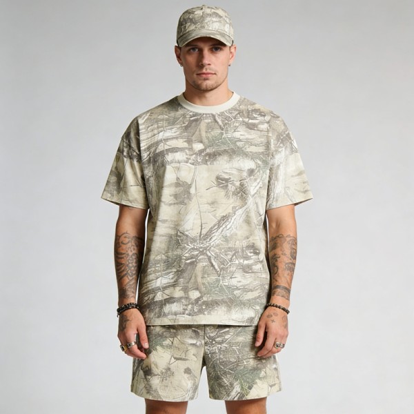 Men's Real Tree Camo Tracksuit | 100% Cotton | Daily Casual Streetwear | Custom Streetwear