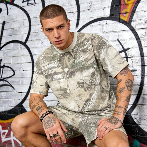 Men's Real Tree Camo Tracksuit | 100% Cotton | Daily Casual Streetwear | Custom Streetwear