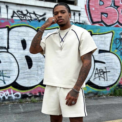 Men's Contrast Stitch Raglan Sleeve Tracksuit | Elastic Waist | Casual Daily Streetwear | Clothing Manufacturer