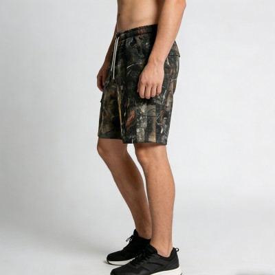 Men's Washed DTG Print Shorts | Elastic Waist Cargo Shorts | Cotton Blend | Custom Streetwear