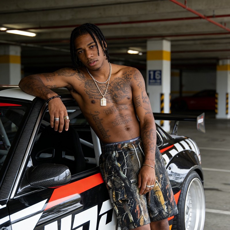 Men's Washed DTG Print Shorts