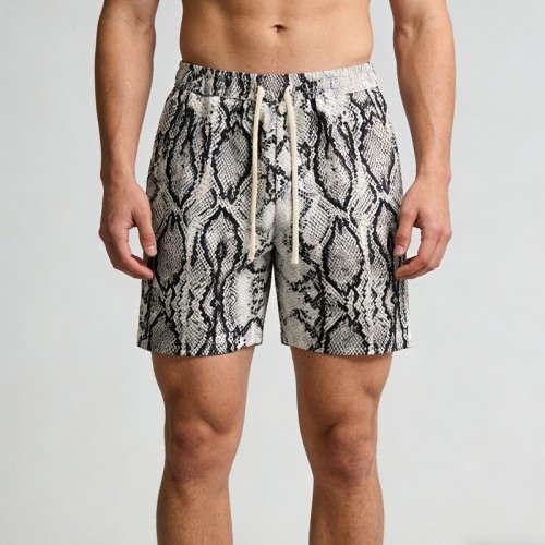 Men's DTG Print Snakeskin Drawstring Shorts | Breathable Streetwear | Custom Streetwear Manufacturer