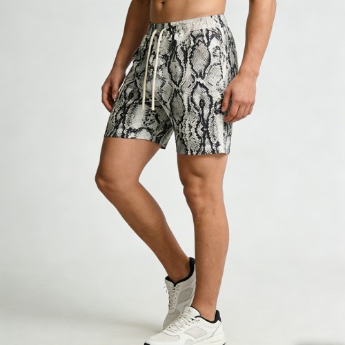 Men's DTG Print Snakeskin Drawstring Shorts | Breathable Streetwear | Custom Streetwear Manufacturer