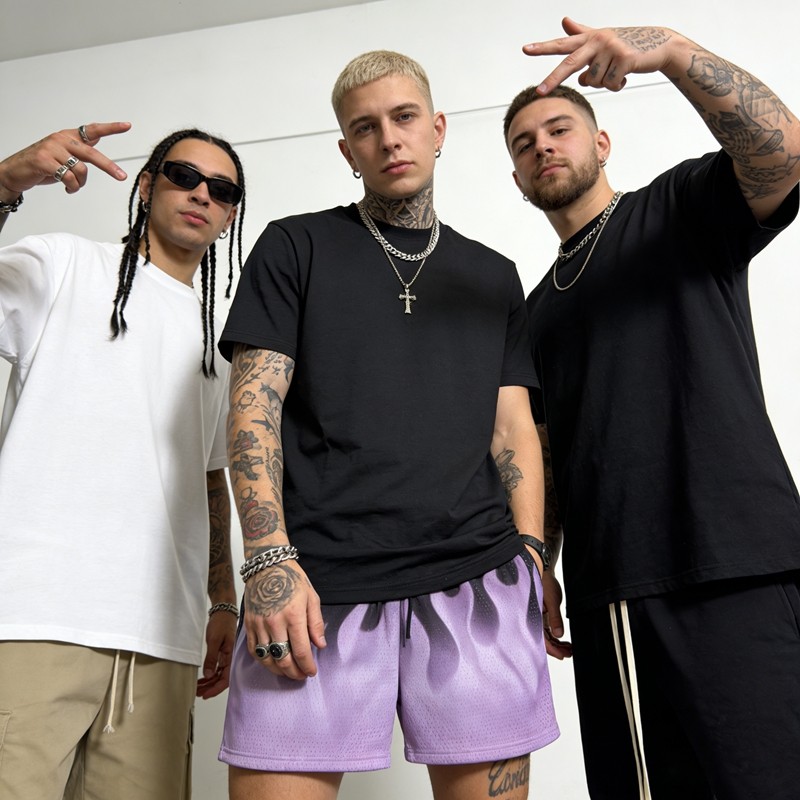 Men's Full-Coverage Sublimation Print Flame Shorts