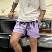 Men's Full-Coverage Sublimation Print Flame Shorts | Quick-Dry Mesh Fabric | Casual Streetwear | Clothing Manufacturer
