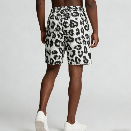 Men's DTG Print Leopard Print Drawstring Shorts | Cotton Blend | Casual Streetwear | Custom Streetwear