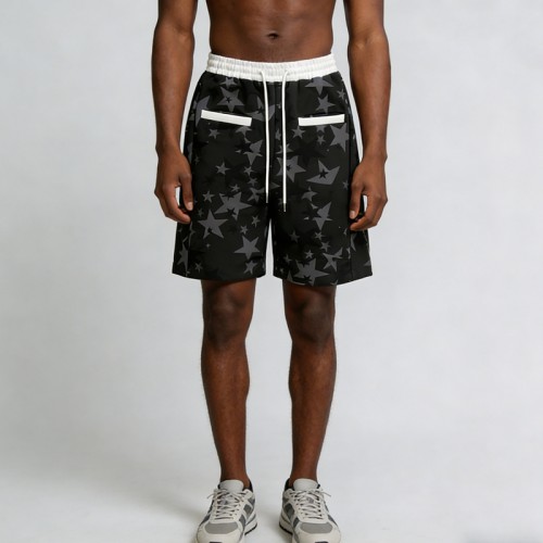 Custom Men's Heat Transfer Star Print Shorts | Drawstring | Quick-Dry Streetwear | Clothing Manufacturer