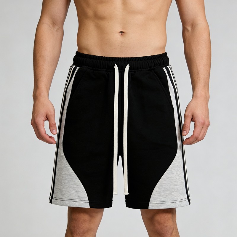 Men's Color Block Stripe Drawstring Shorts