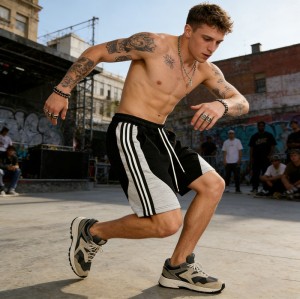 Men's Color Block Stripe Drawstring Shorts | Cotton Blend | Casual Streetwear | Clothing Manufacturer