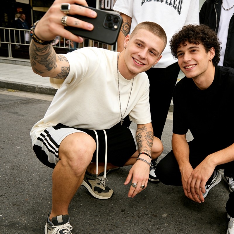 Men's Color Block Stripe Drawstring Shorts