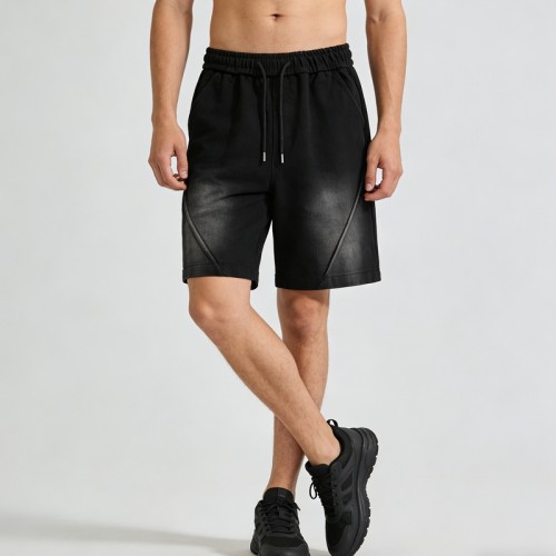 Men's Sun Faded Shorts | 100% Cotton Blend | Elastic Waistband | Gym Daily Wear | Clothing Manufacturer