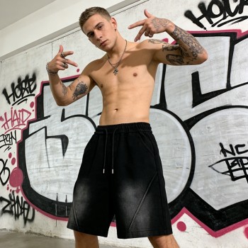 Men's Sun Faded Shorts | 100% Cotton Blend | Elastic Waistband | Gym Daily Wear | Clothing Manufacturer