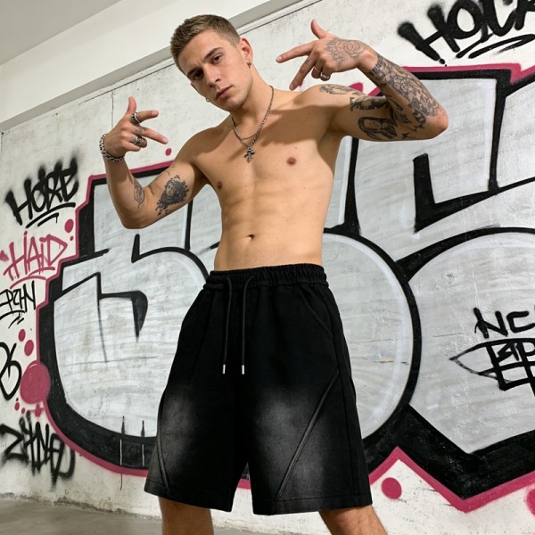 Men's Sun Faded Shorts | 100% Cotton Blend | Elastic Waistband | Gym Daily Wear | Clothing Manufacturer