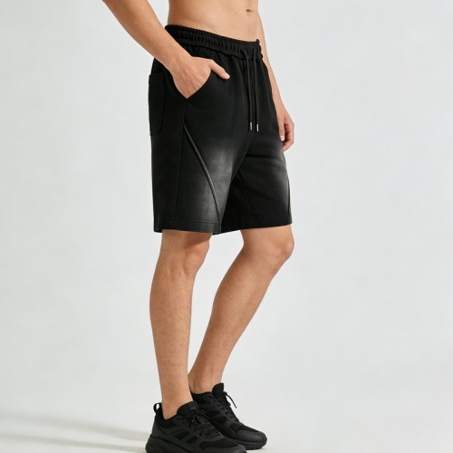 Men's Sun Faded Shorts | 100% Cotton Blend | Elastic Waistband | Gym Daily Wear | Clothing Manufacturer