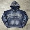 Sun Faded Rhinestone Applique Hoodie | Distressed Washed | 100% Cotton | Custom Streetwear Manufacturer