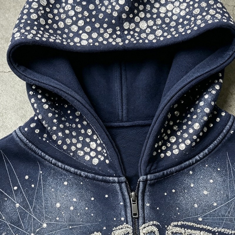 Sun Faded Rhinestone Applique Hoodie