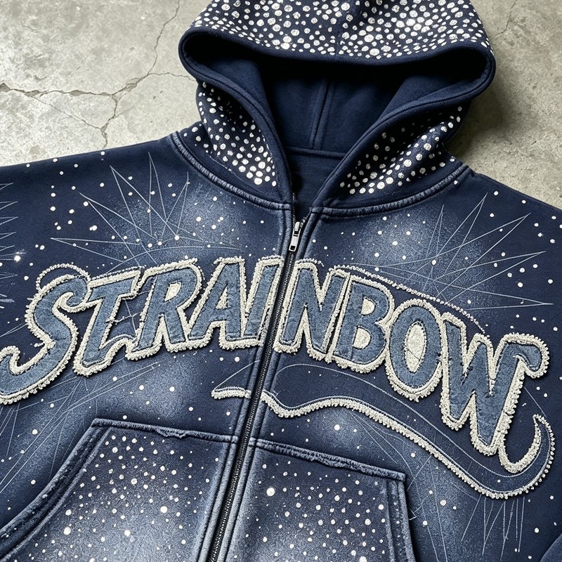 Sun Faded Rhinestone Applique Hoodie
