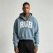 Washed Vintage Rhinestone Oversized Hoodie | Raw Edge Applique Embroidery | 100% Cotton | Custom Streetwear