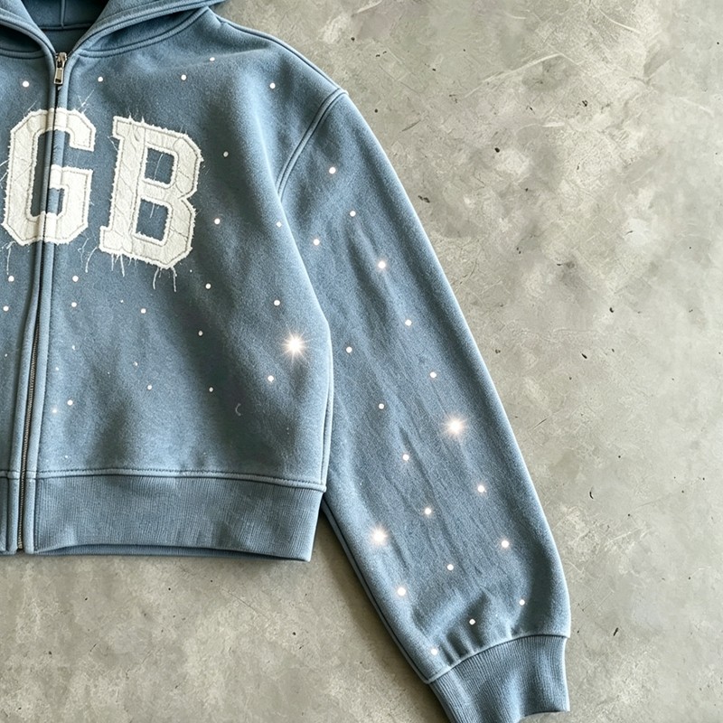 Washed Vintage Rhinestone Oversized Hoodie