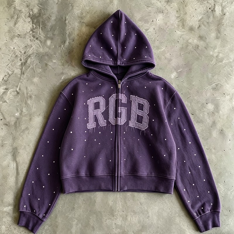 Washed Vintage Rhinestone Oversized Hoodie