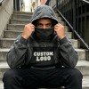 Washed Vintage Balaclava Hoodie | Raw Edge Applique Embroidery | Cotton Blend | Custom Streetwear