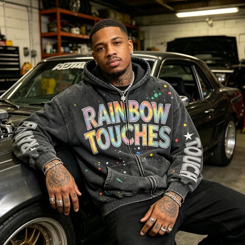 Heavy Enzyme Washed Distressed Zip Up Hoodie | Raw Edge Applique Embroidery | Heavyweight Cotton | OEM Streetwear