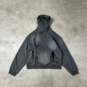 Sun Faded Washed Cutout Hoodie | Cotton Blend | Casual Streetwear | Custom Streetwear Manufacturer