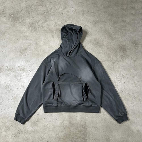 Sun Faded Washed Cutout Hoodie | Cotton Blend | Casual Streetwear | Custom Streetwear Manufacturer