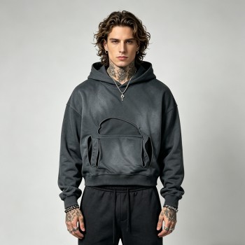 Sun Faded Washed Cutout Hoodie | Cotton Blend | Casual Streetwear | Custom Streetwear Manufacturer