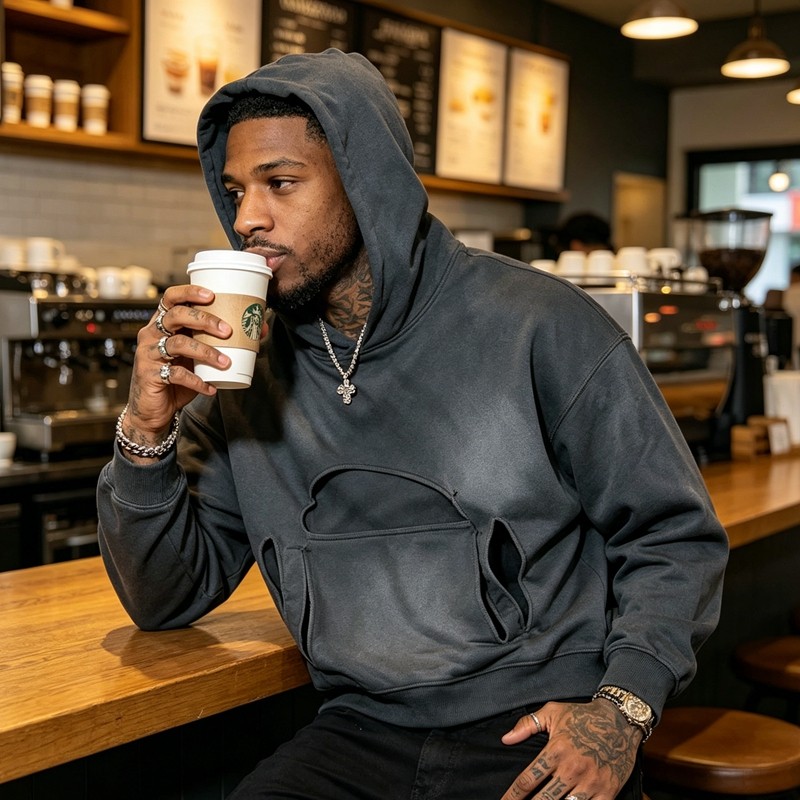 Sun Faded Washed Cutout Hoodie