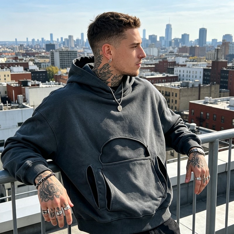 Sun Faded Washed Cutout Hoodie