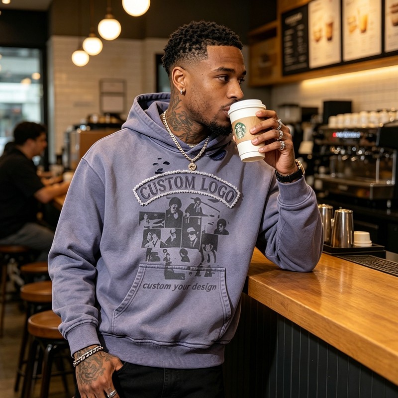 Vintage Washed Sun Faded DTG Print Hoodie