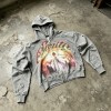 Men's DTG Print Rhinestone Hoodie | Distressed Washed and Ripped | 100% Cotton | Custom Streetwear