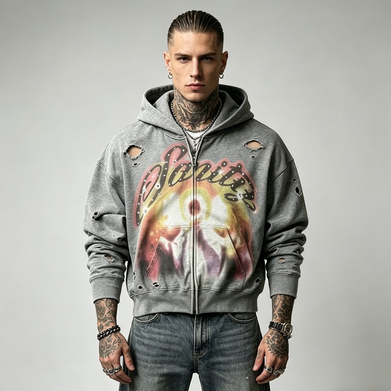 Men's DTG Print Rhinestone Hoodie