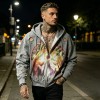 Men's DTG Print Rhinestone Hoodie | Distressed Washed and Ripped | 100% Cotton | Custom Streetwear
