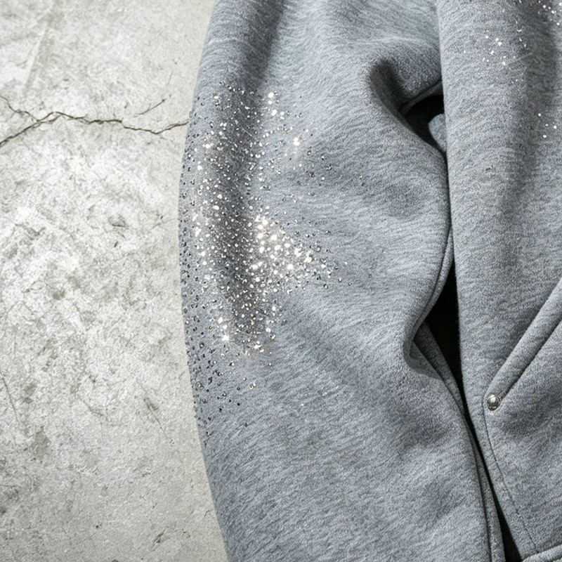 Rhinestone Studded Zip Up Hoodie