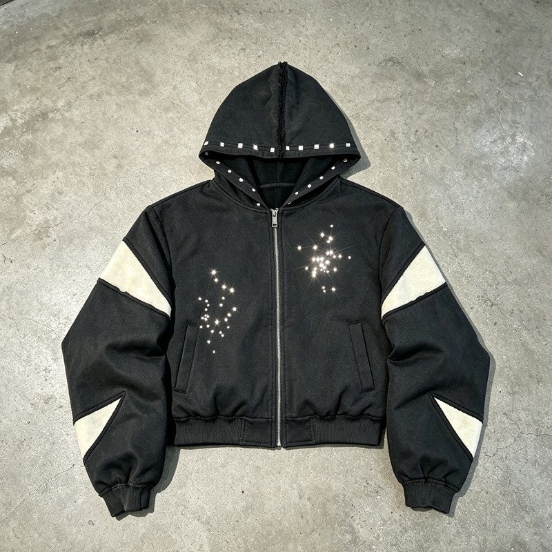 Men's Washed Rhinestone Hoodie