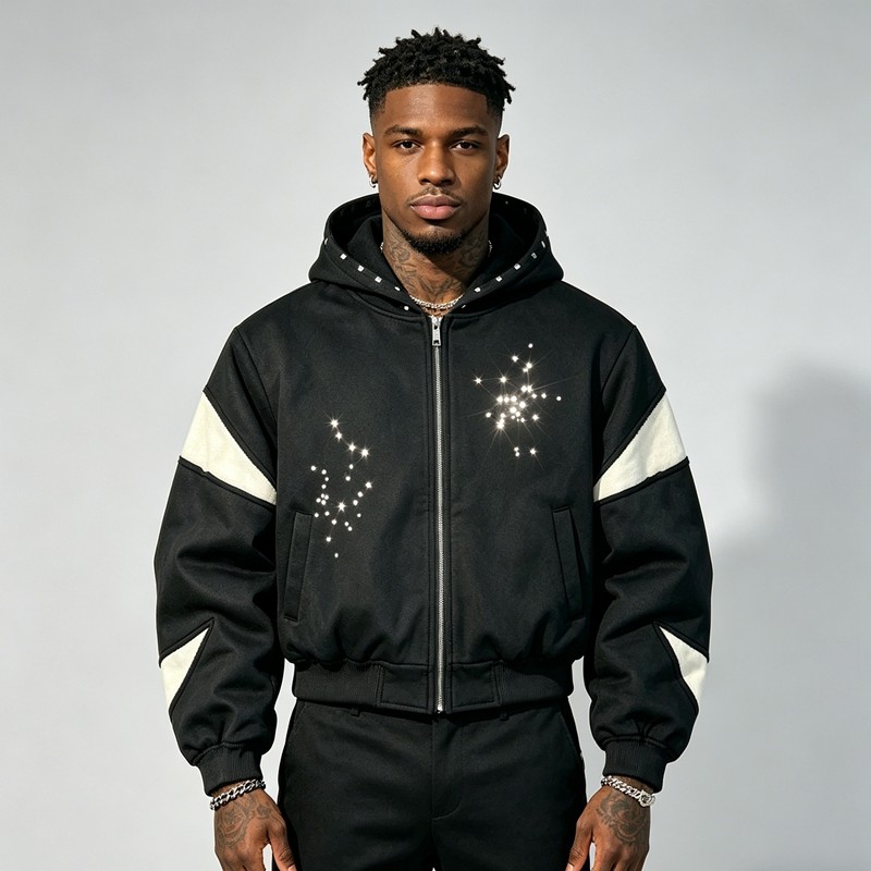 Men's Washed Rhinestone Hoodie