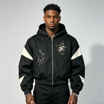 Men's Washed Rhinestone Hoodie | Cotton Blend | Casual Streetwear | Custom Streetwear Manufacturer