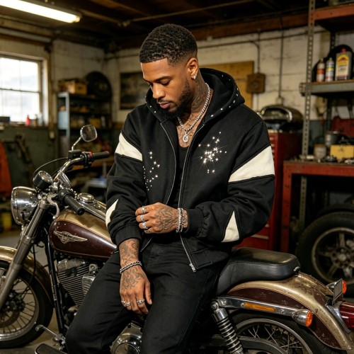 Men's Washed Rhinestone Hoodie | Cotton Blend | Casual Streetwear | Custom Streetwear Manufacturer