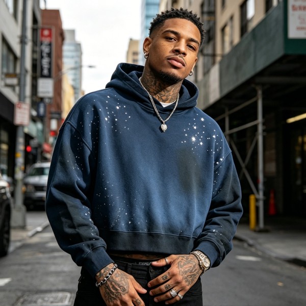 Custom Washed Rhinestone Spray Dyed Hoodie | Heavyweight Cotton | Custom Streetwear Manufacturer