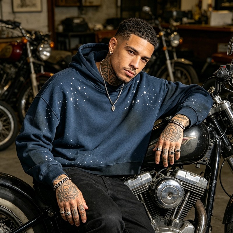 Custom Washed Rhinestone Spray Dyed Hoodie