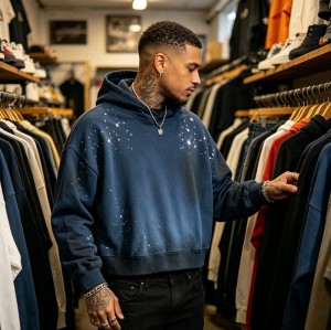 Custom Washed Rhinestone Spray Dyed Hoodie | Heavyweight Cotton | Custom Streetwear Manufacturer