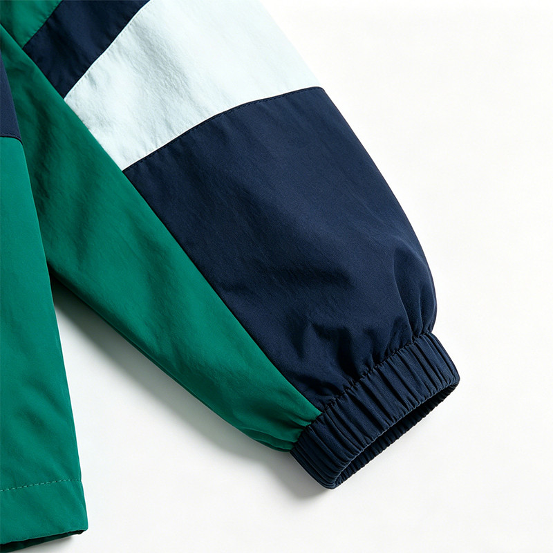 Men's Applique Patchwork Quarter Zip Windbreaker Jacket