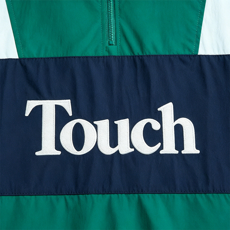 Men's Applique Patchwork Quarter Zip Windbreaker Jacket