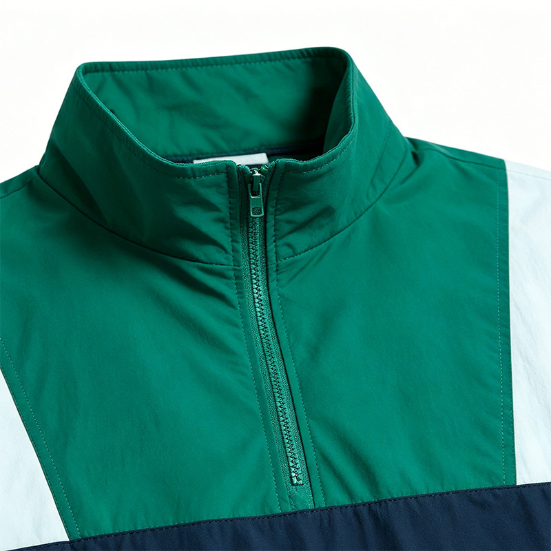 Men's Applique Patchwork Quarter Zip Windbreaker Jacket