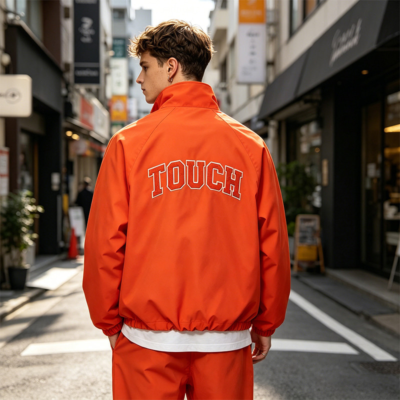 Screen Printing Patchwork Windbreaker Jacket