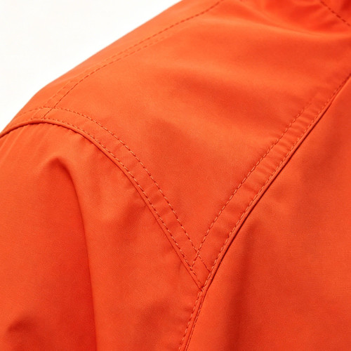 Orange Quarter-Zip Windbreaker with Applique | Water-Resistant Nylon | Casual Windbreaker | Streetwear Manufacturer