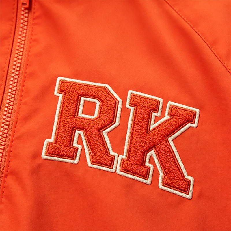Orange Quarter-Zip Windbreaker with Applique